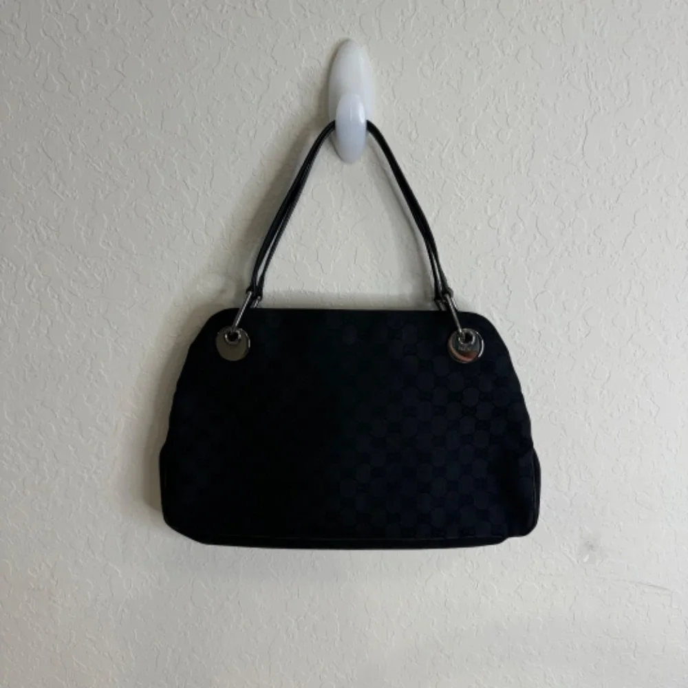 Authentic GUCCI Eclipse GG Black Canvas Shoulder Bag |Tote P0029